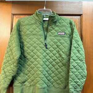 Vineyard Vines Olive Quilted Half-Zip